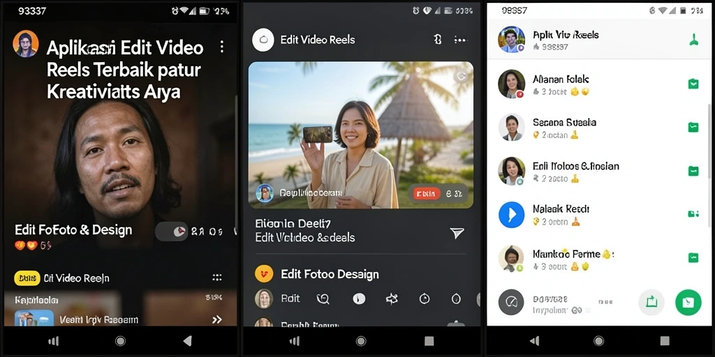 Antarmuka aplikasi 93337 yang intuitif untuk Edit Video Reels.