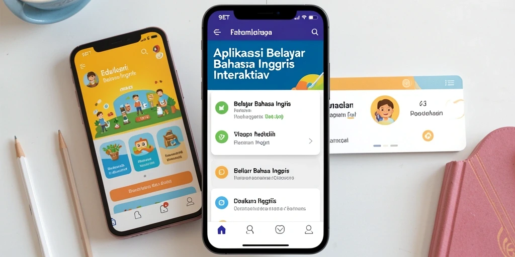 Antarmuka aplikasi <strong>9ET</strong> yang menarik untuk belajar bahasa Inggris.