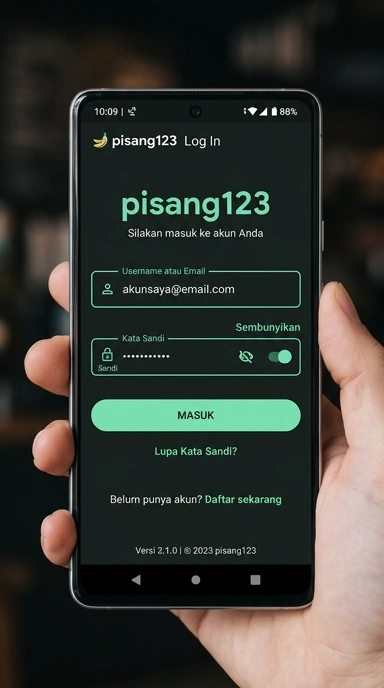 Tampilan halaman login pisang123